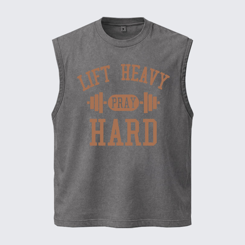 Washed Tank Top - Lift Heavy Pray Hard