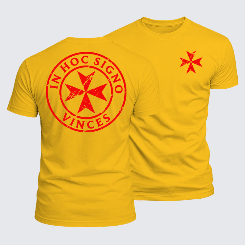 Luxe Mercerized Cotton Tee - In Hoc Signo Vinces Knight Templar Cross