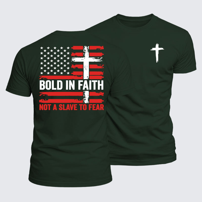 Luxe Mercerized Cotton Tee - Bold In Faith ,Not A Slave To Fear Flag