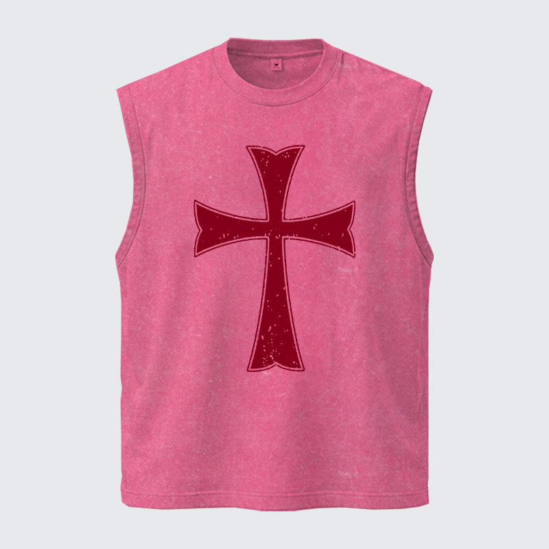 Washed Tank Top - Knights Templar Crusader Cross