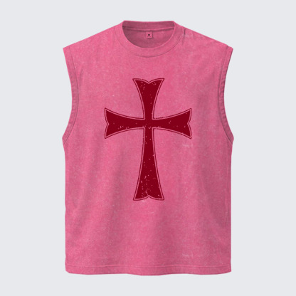 Washed Tank Top - Knights Templar Crusader Cross