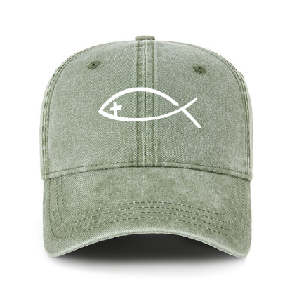 Heritage Washed Cap - Jesus Fish Christ 