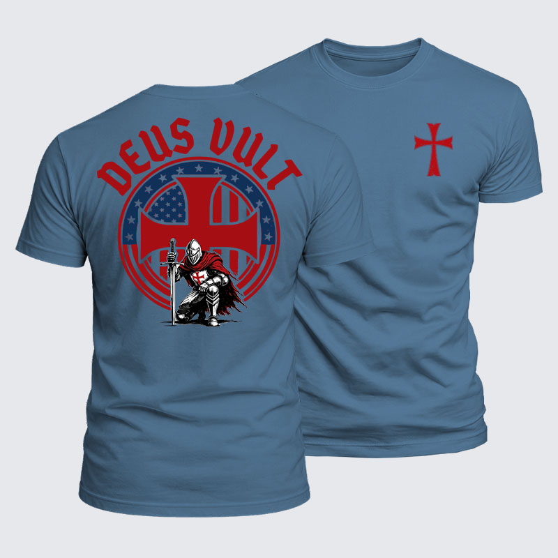 Luxe Mercerized Cotton Tee - Templar Knight Crusader Deus Vult