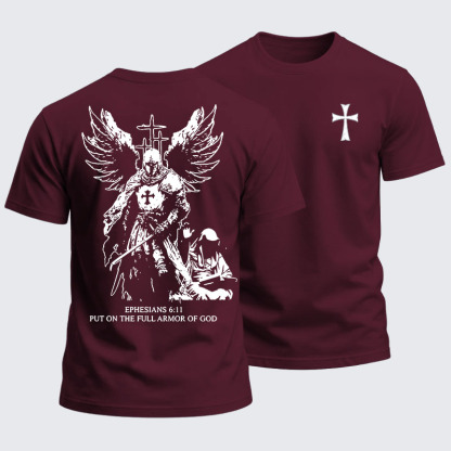 [Copy]Heavyweight Cotton Tee - Ephesians 6:11 Full Armor of God Knight