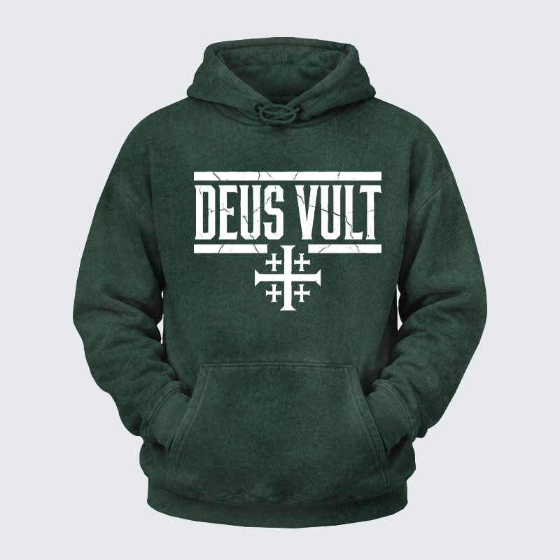 Washed Hoodie - Deus Vult