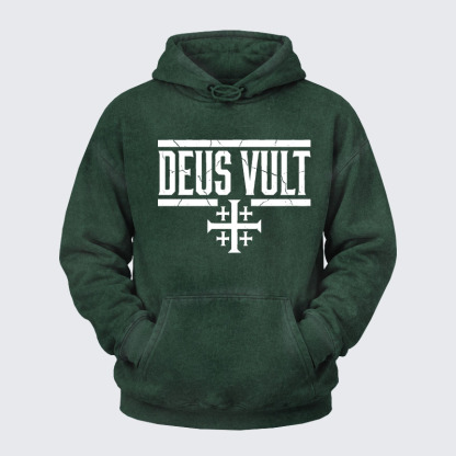Washed Hoodie - Deus Vult