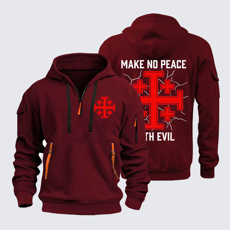 Zipper Hoodies -  Make No Peace with Evil Knight Templar Jerusalem Cross