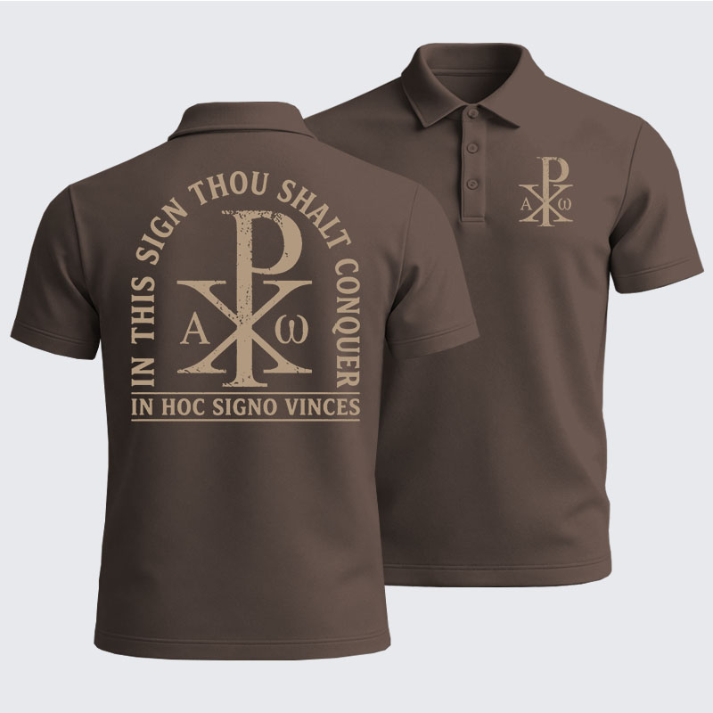 Men’s Premium Cotton Polo Shirt -  In Hoc Signo Vinces