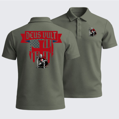 Men’s Premium Cotton Polo Shirt - Templar Knight Crusader Deus Vult