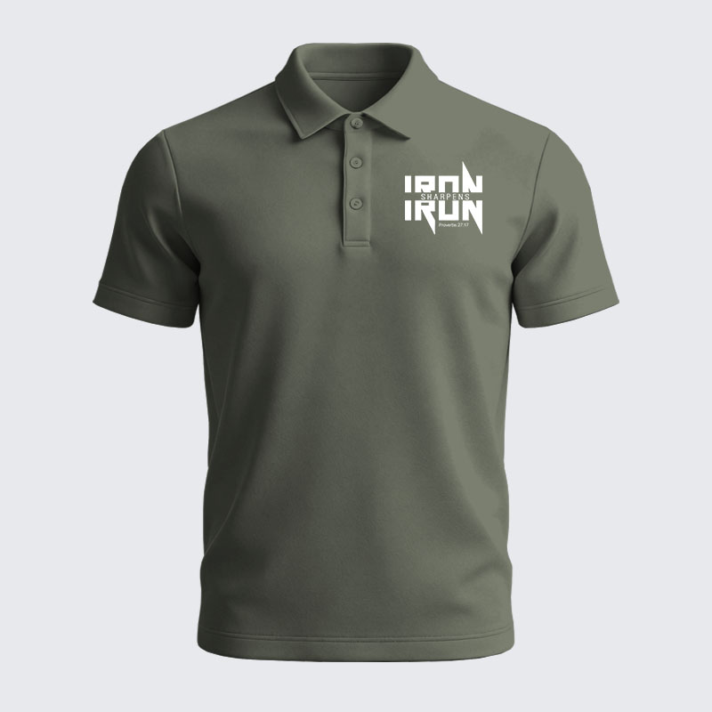 Men’s Premium Cotton Polo Shirt - Iron Sharpens Iron Proverbs 27:17