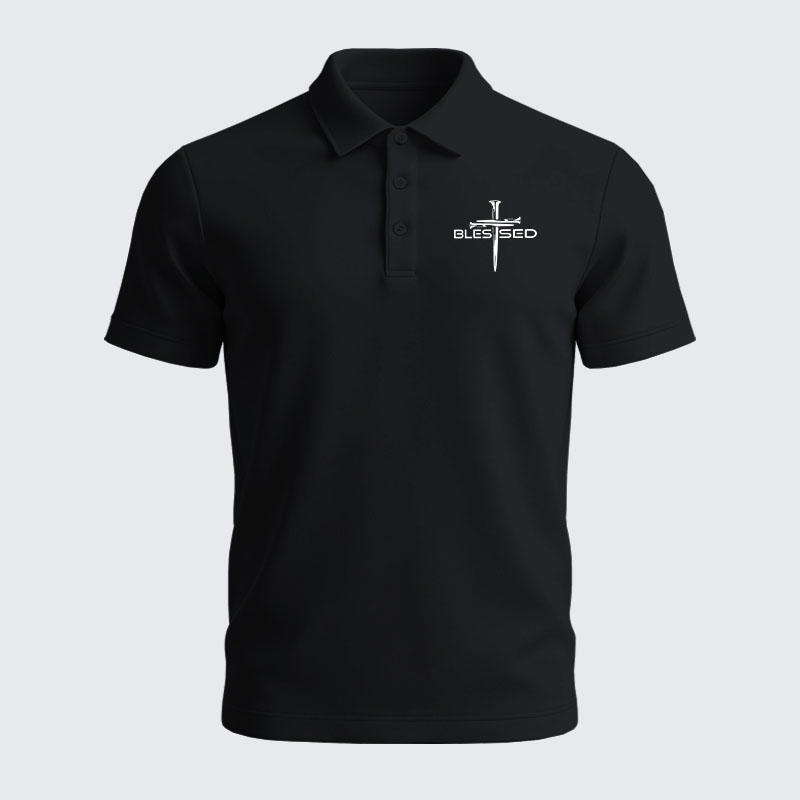 Men’s Premium Cotton Polo Shirt - Cross Blessed
