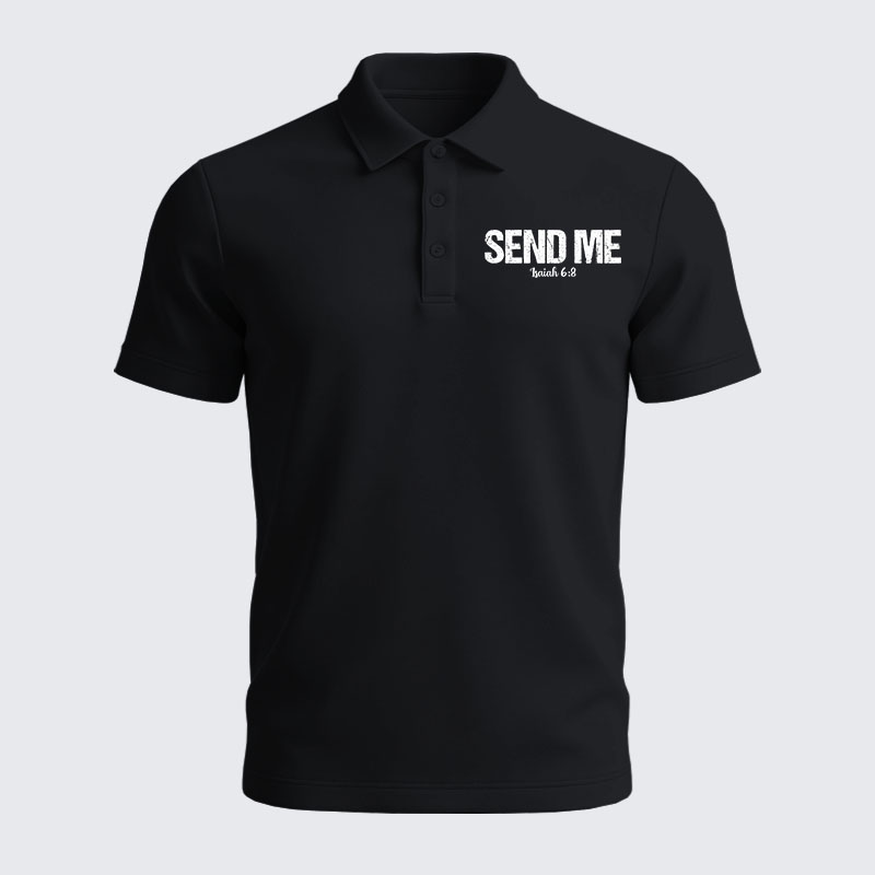 Men’s Premium Cotton Polo Shirt - Isaiah 6:8 - SEND ME