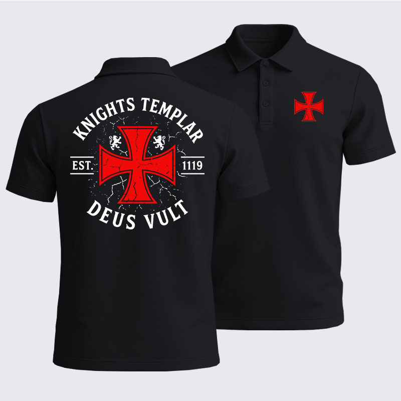 Men’s Premium Cotton Polo Shirt -  Knights Templar Deus Vult
