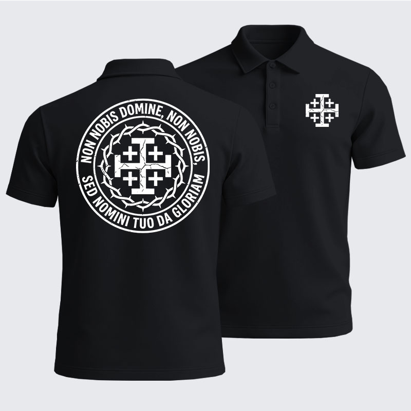 Men’s Premium Cotton Polo Shirt -  Non Nobis Domine, Non Nobis, Sed Nomini Tuo Da Gloriam