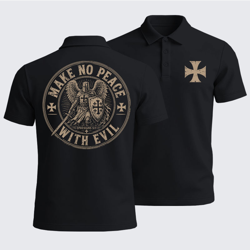 Men’s Premium Cotton Polo Shirt -  Make No Peace With Evil