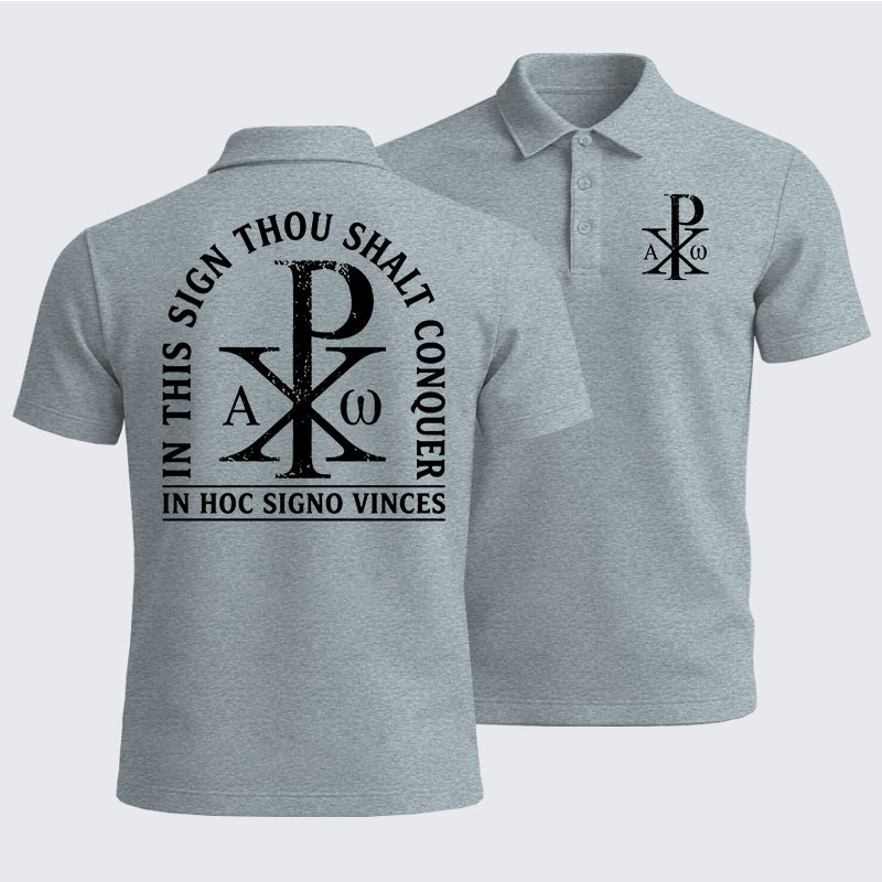 Men’s Premium Cotton Polo Shirt -  In Hoc Signo Vinces