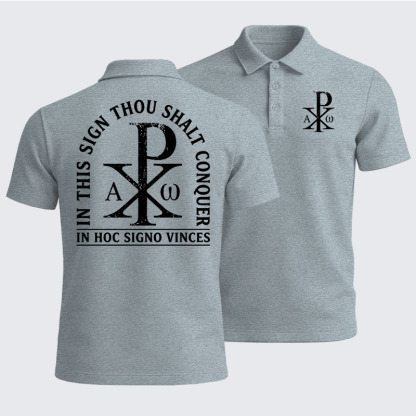 Men’s Premium Cotton Polo Shirt -  In Hoc Signo Vinces