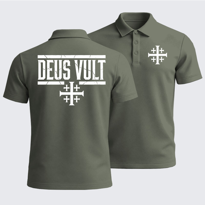 Men’s Premium Cotton Polo Shirt - Deus Vult