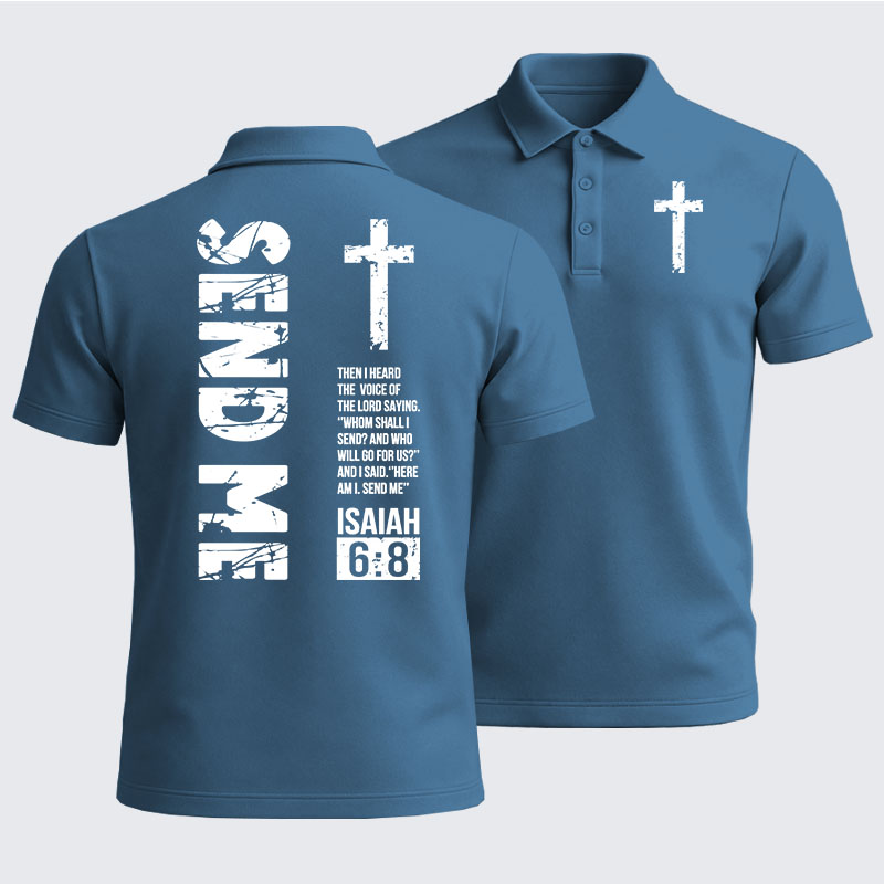 Men’s Premium Cotton Polo Shirt - Send Me Isaiah 6:8