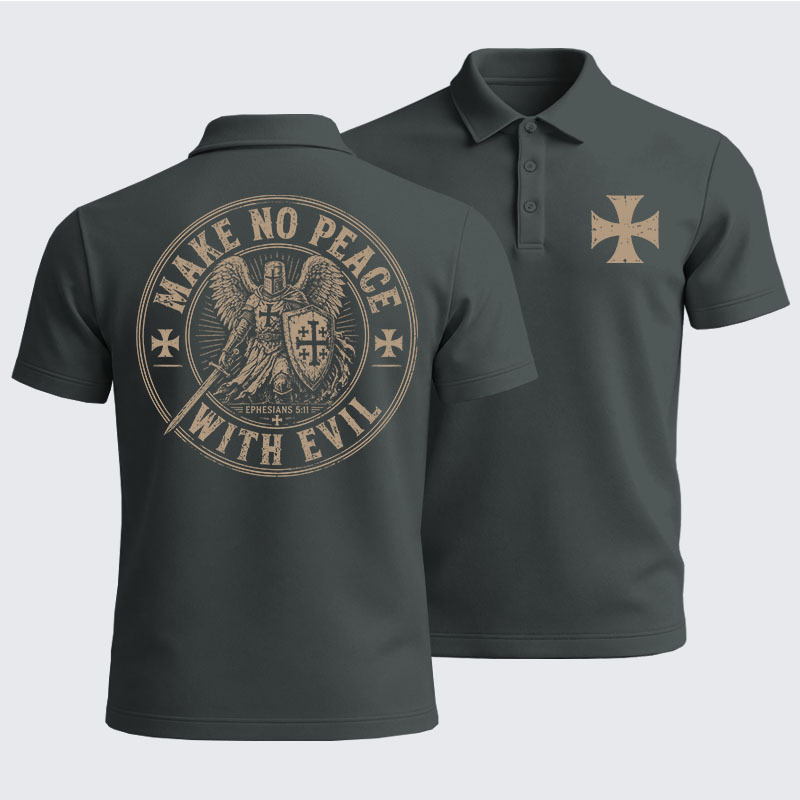 Men’s Premium Cotton Polo Shirt -  Make No Peace With Evil