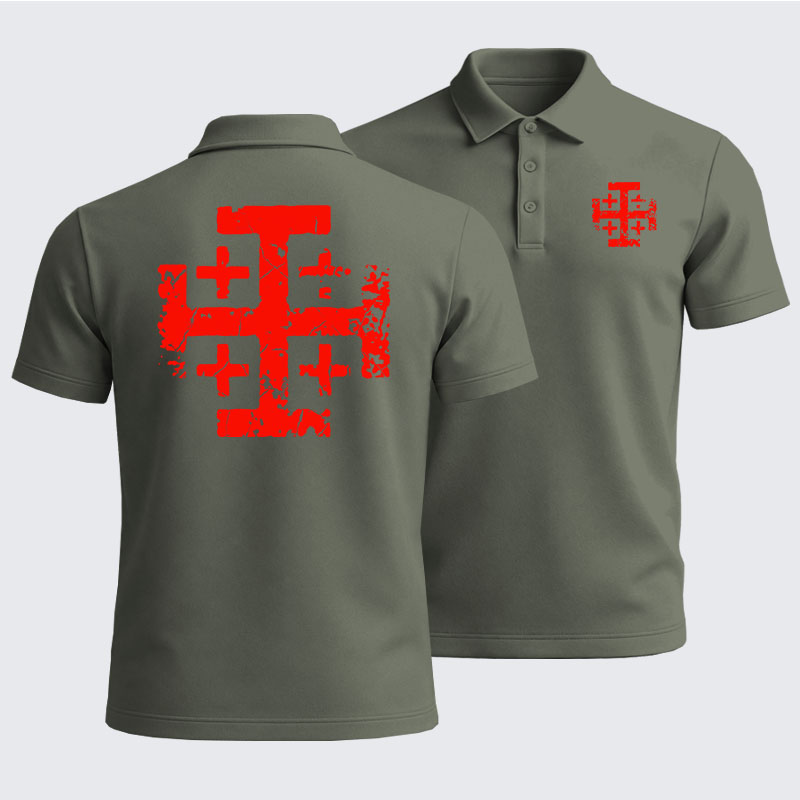 Men’s Premium Cotton Polo Shirt - Knights Templar Jerusalem Cross