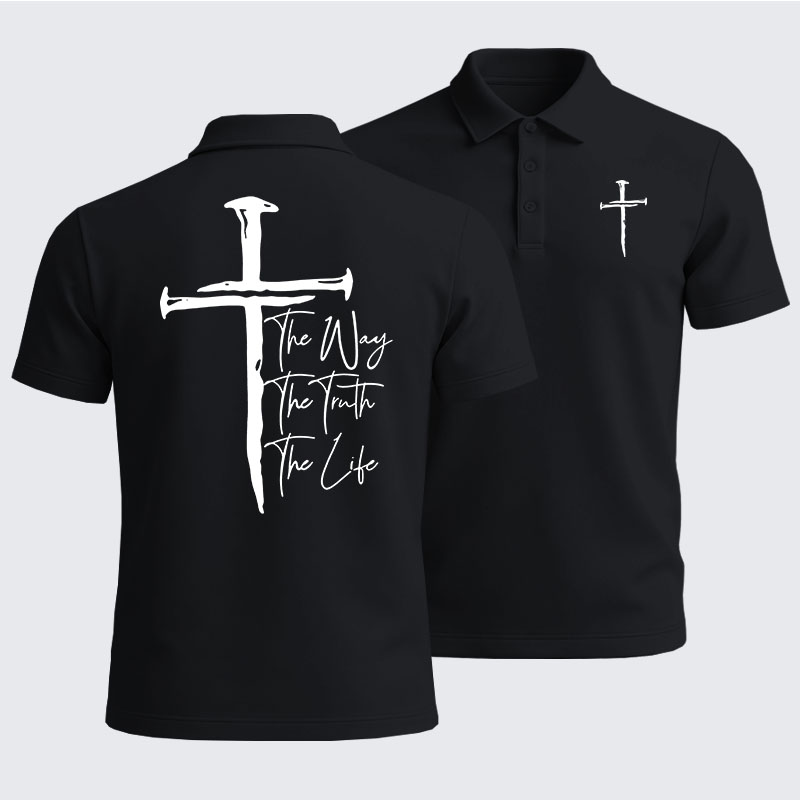 Men’s Premium Cotton Polo Shirt - Jesus The Way The Truth The Life