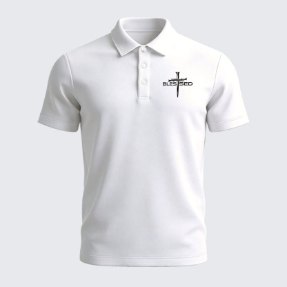Men’s Premium Cotton Polo Shirt - Cross Blessed