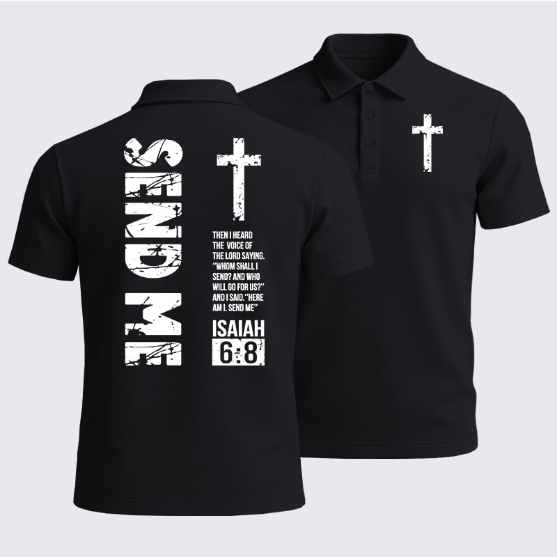 Men’s Premium Cotton Polo Shirt - Send Me Isaiah 6:8