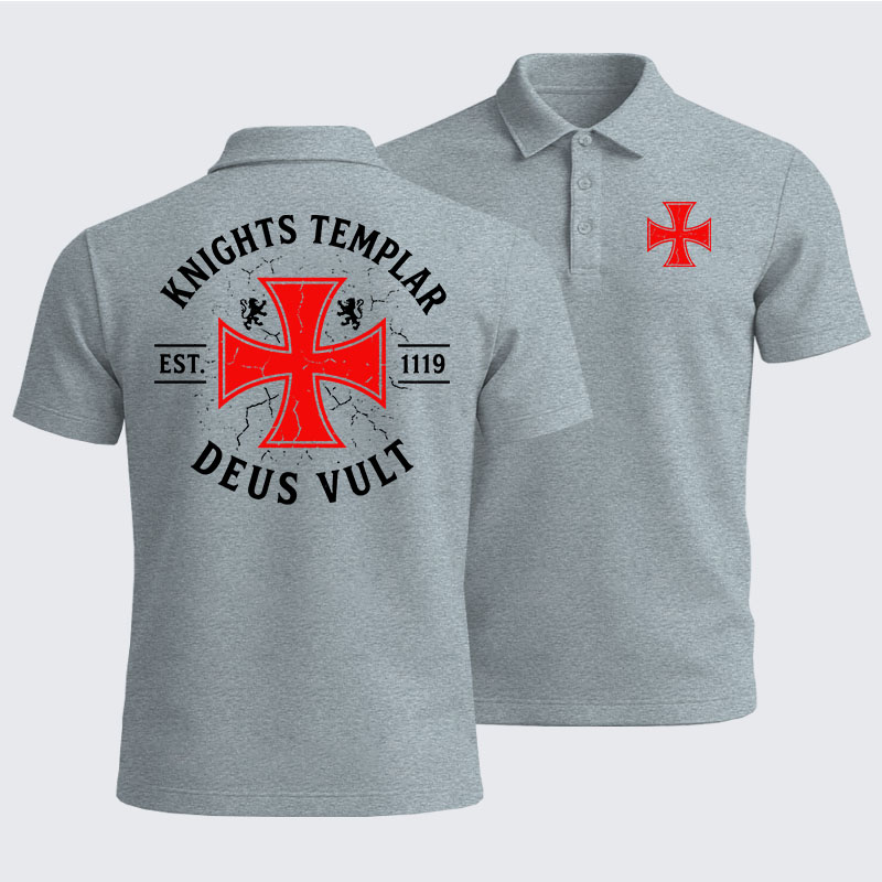Men’s Premium Cotton Polo Shirt -  Knights Templar Deus Vult