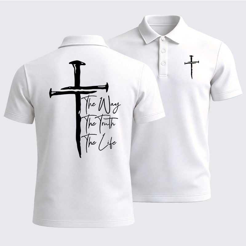 Men’s Premium Cotton Polo Shirt - Jesus The Way The Truth The Life