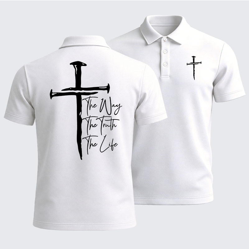 Men’s Premium Cotton Polo Shirt - Jesus The Way The Truth The Life