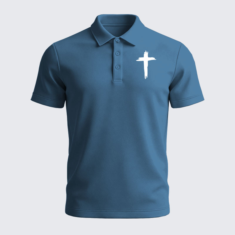 Men’s Premium Cotton Polo Shirt - Cross Printed