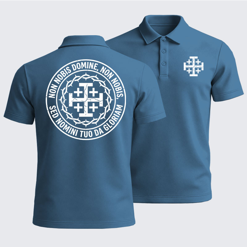 Men’s Premium Cotton Polo Shirt -  Non Nobis Domine, Non Nobis, Sed Nomini Tuo Da Gloriam