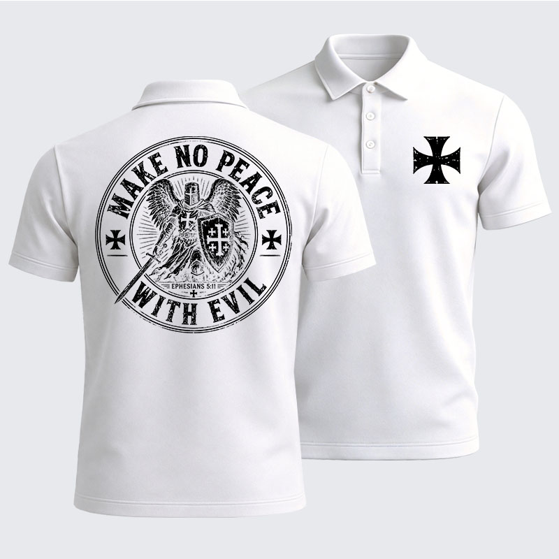Men’s Premium Cotton Polo Shirt -  Make No Peace With Evil