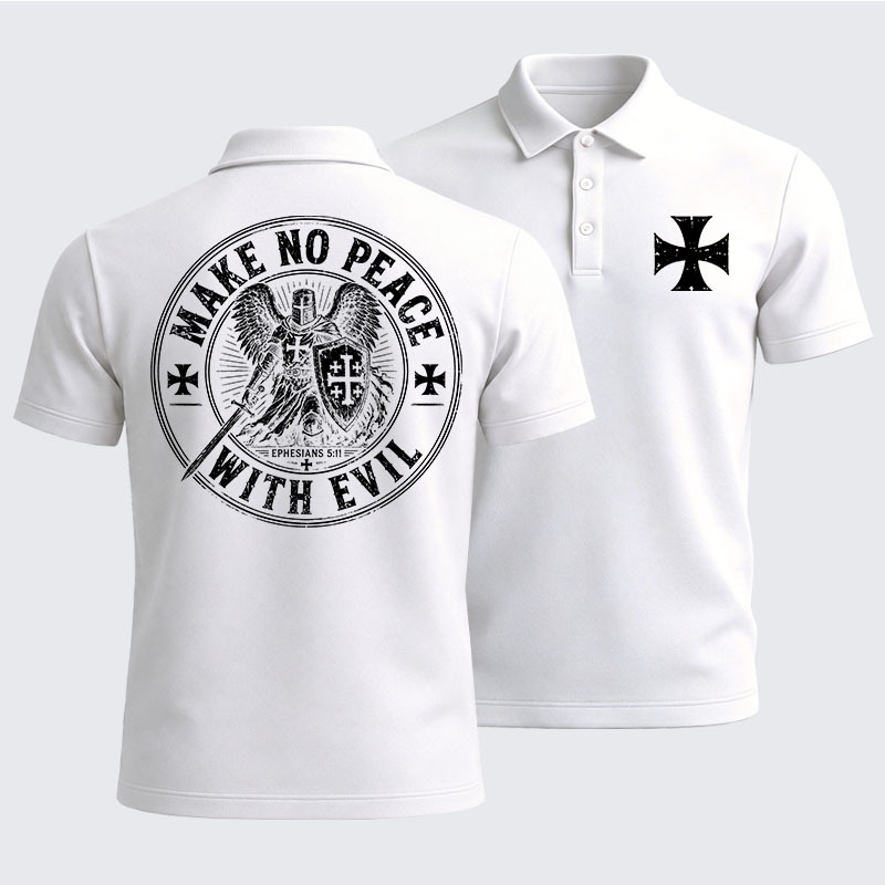 Men’s Premium Cotton Polo Shirt -  Make No Peace With Evil
