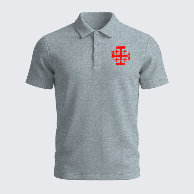 Men’s Premium Cotton Polo Shirt - Knights Templar Jerusalem Cross