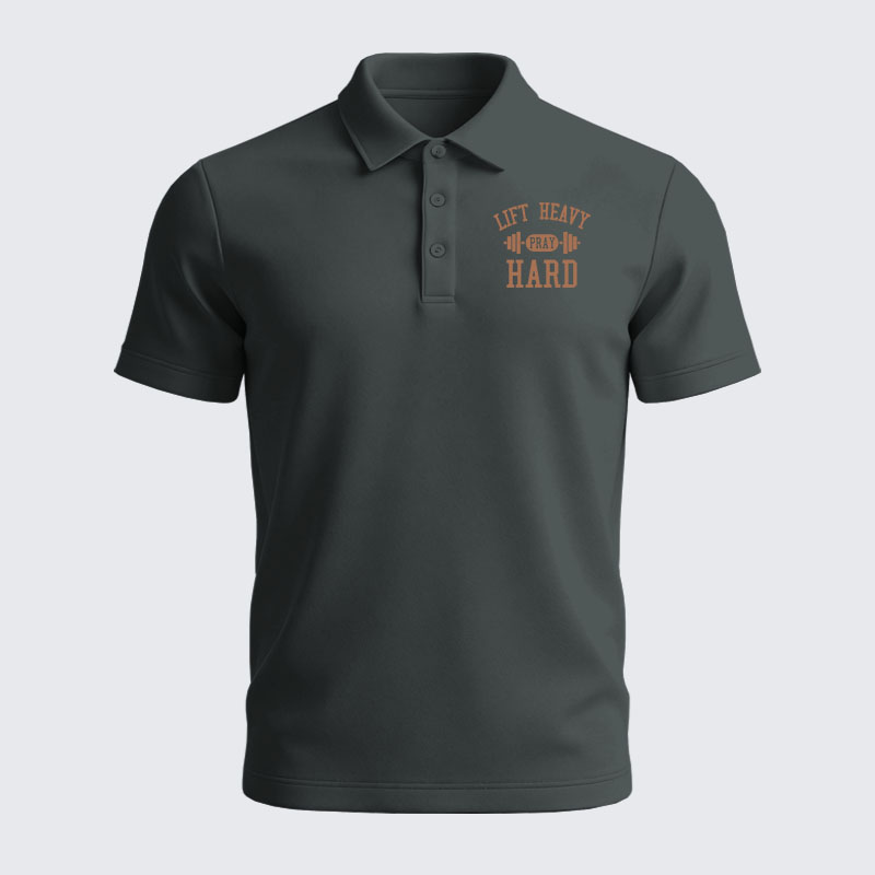 Men’s Premium Cotton Polo Shirt - Lift Heavy Pray Hard