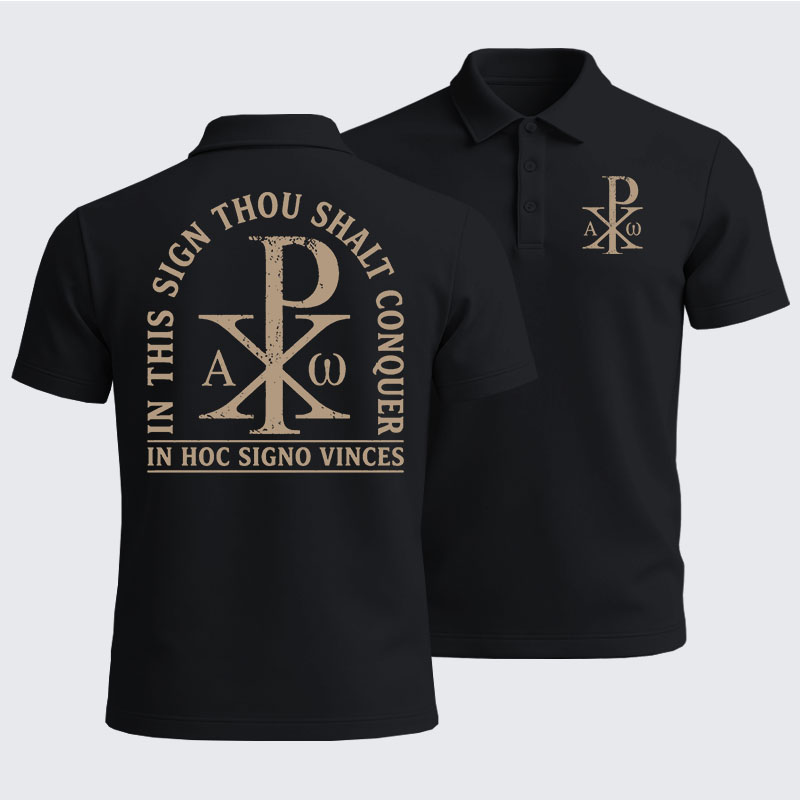 Men’s Premium Cotton Polo Shirt -  In Hoc Signo Vinces