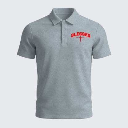 Men’s Premium Cotton Polo Shirt - Blessed Cross