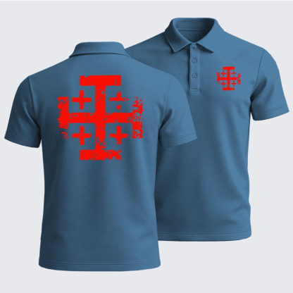 Men’s Premium Cotton Polo Shirt - Knights Templar Jerusalem Cross