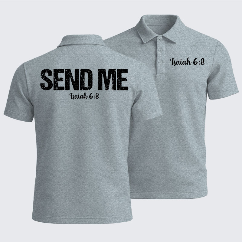 Men’s Premium Cotton Polo Shirt - Isaiah 6:8 - SEND ME