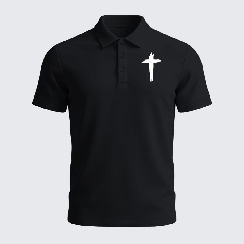 Men’s Premium Cotton Polo Shirt - Cross Printed