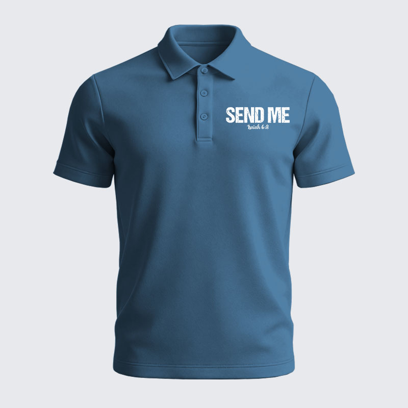 Men’s Premium Cotton Polo Shirt - Isaiah 6:8 - SEND ME