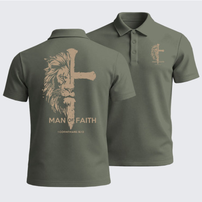 Men’s Premium Cotton Polo Shirt - Man of Faith