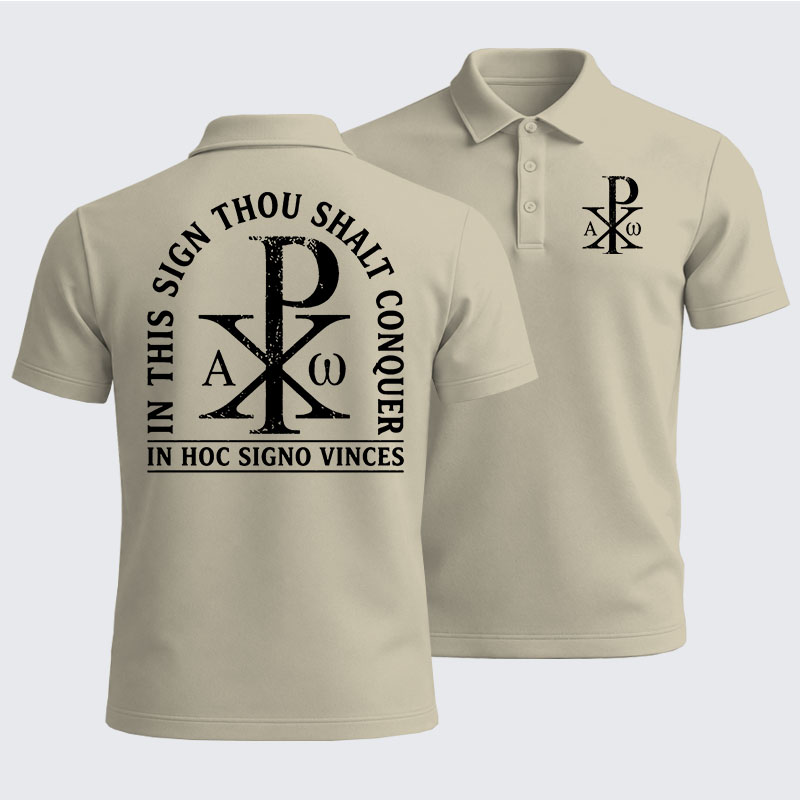Men’s Premium Cotton Polo Shirt -  In Hoc Signo Vinces