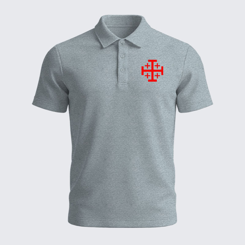Men’s Premium Cotton Polo Shirt - Jerusalem Cross