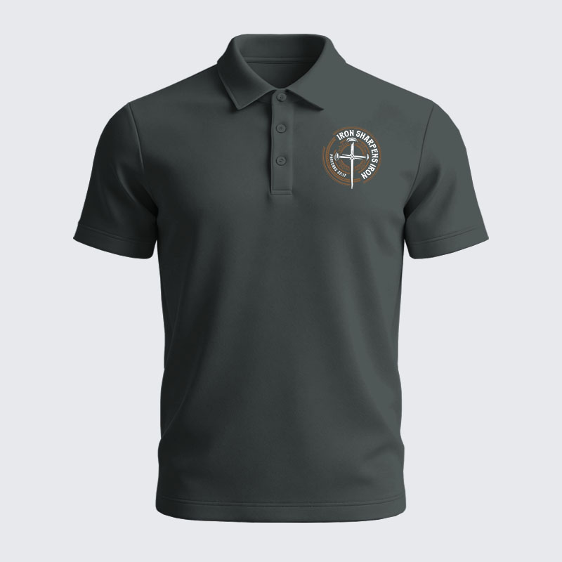 Men’s Premium Cotton Polo Shirt - Iron Sharpens Iron - Proverbs 27:17