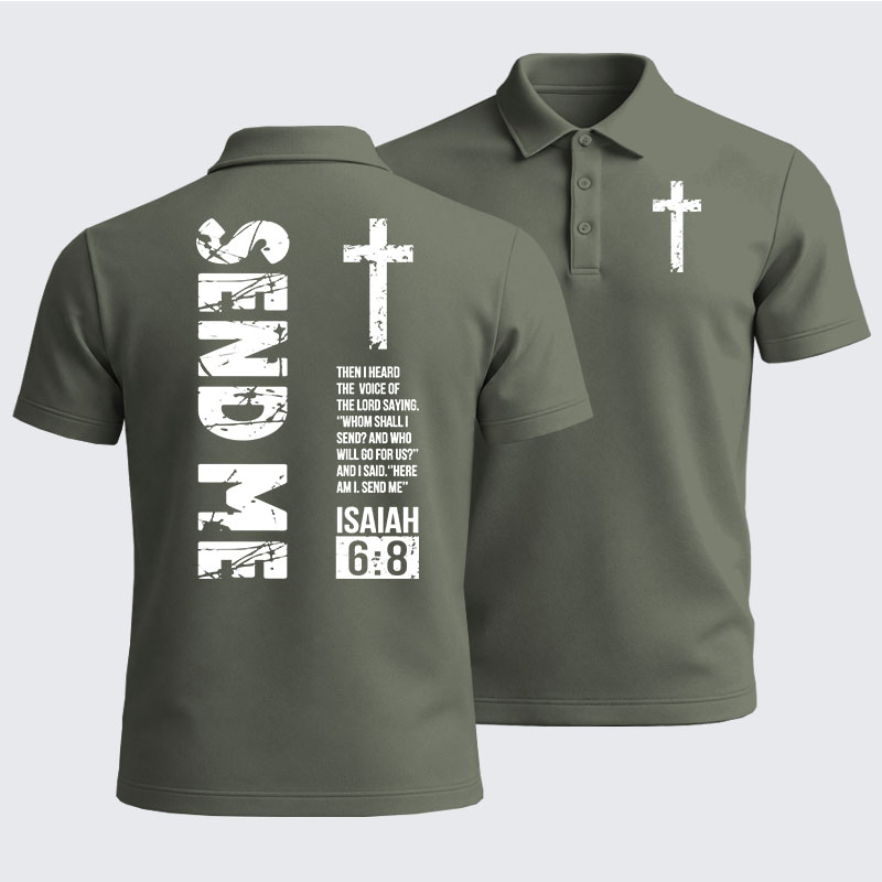 Men’s Premium Cotton Polo Shirt - Send Me Isaiah 6:8