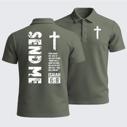 Men’s Premium Cotton Polo Shirt - Send Me Isaiah 6:8