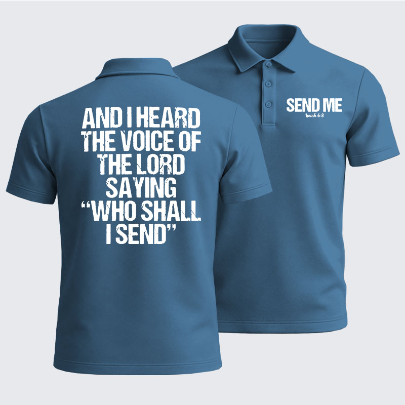 Men’s Premium Cotton Polo Shirt - Send Me Isaiah 6:8